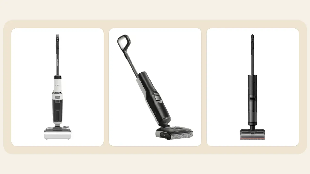 Ảnh sản phẩm: Tineco Floor One S6 Stretch Pro, Roborock F25 và Dreame H16 Steam