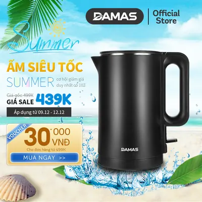 Ấm Siêu Tốc Inox 2 Lớp DAMAS DK-6018B (1.8L) - Hàng Chính Hãng